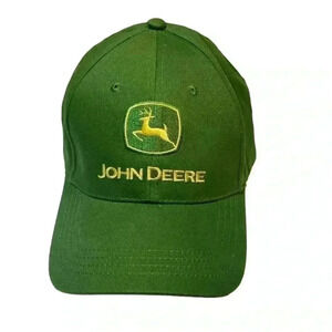 John Deere Men’s Baseball Cap Hat One Size Green Yellow Strap Back Buckle